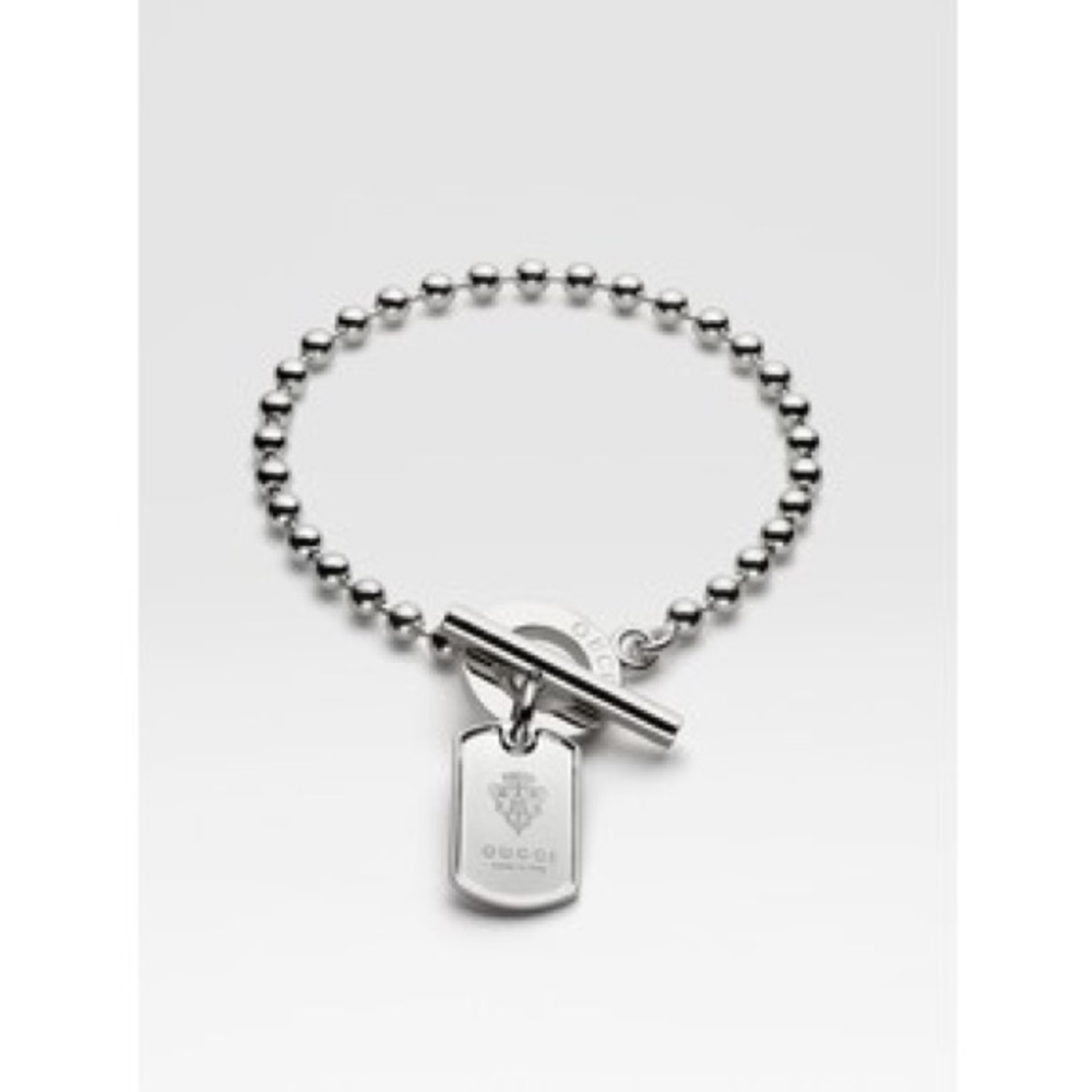 Gucci sterling silver dog tag Bracelet